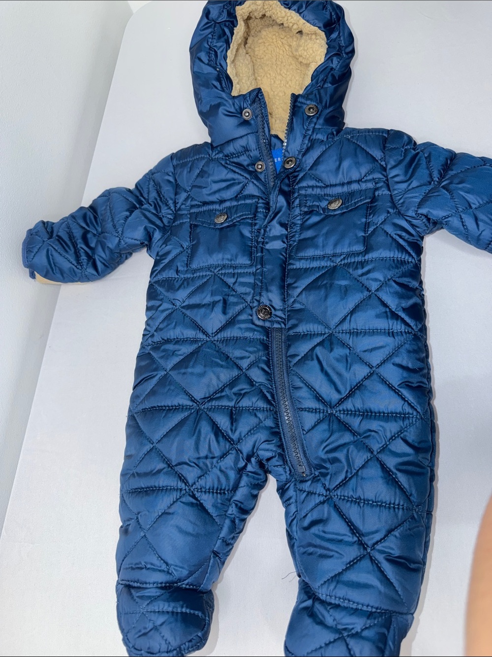 Perry Ellis Navy Quilted Hooded Infant Snowsuit